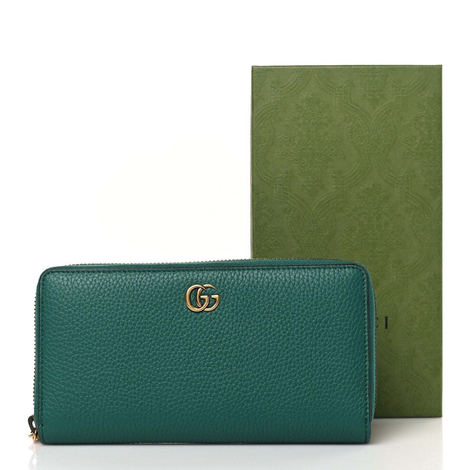 Gucci Piuma Calfskin Bamboo Double G Zip Around Wallet Emerald 8 of 8