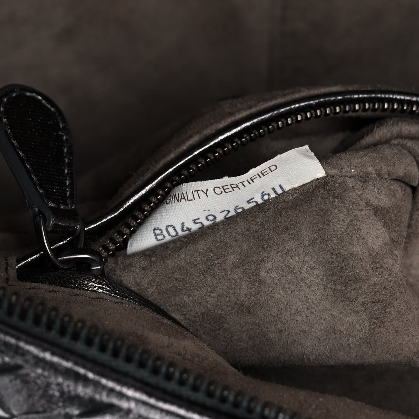 Metallic Nappa Intrecciato Nodini Crossbody Messenger Dark Grey