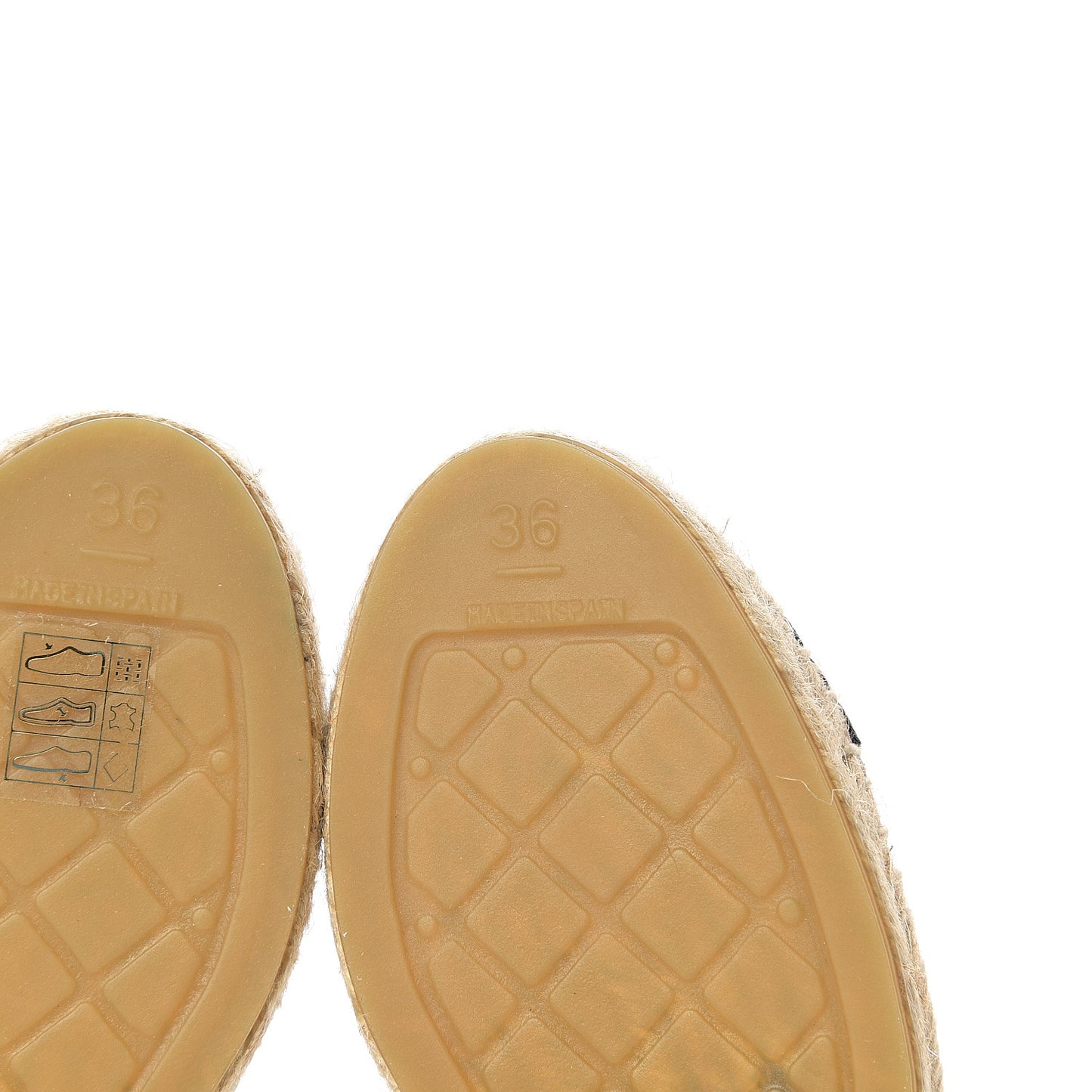 Canvas Grosgrain CC Espadrilles 36 Beige Black