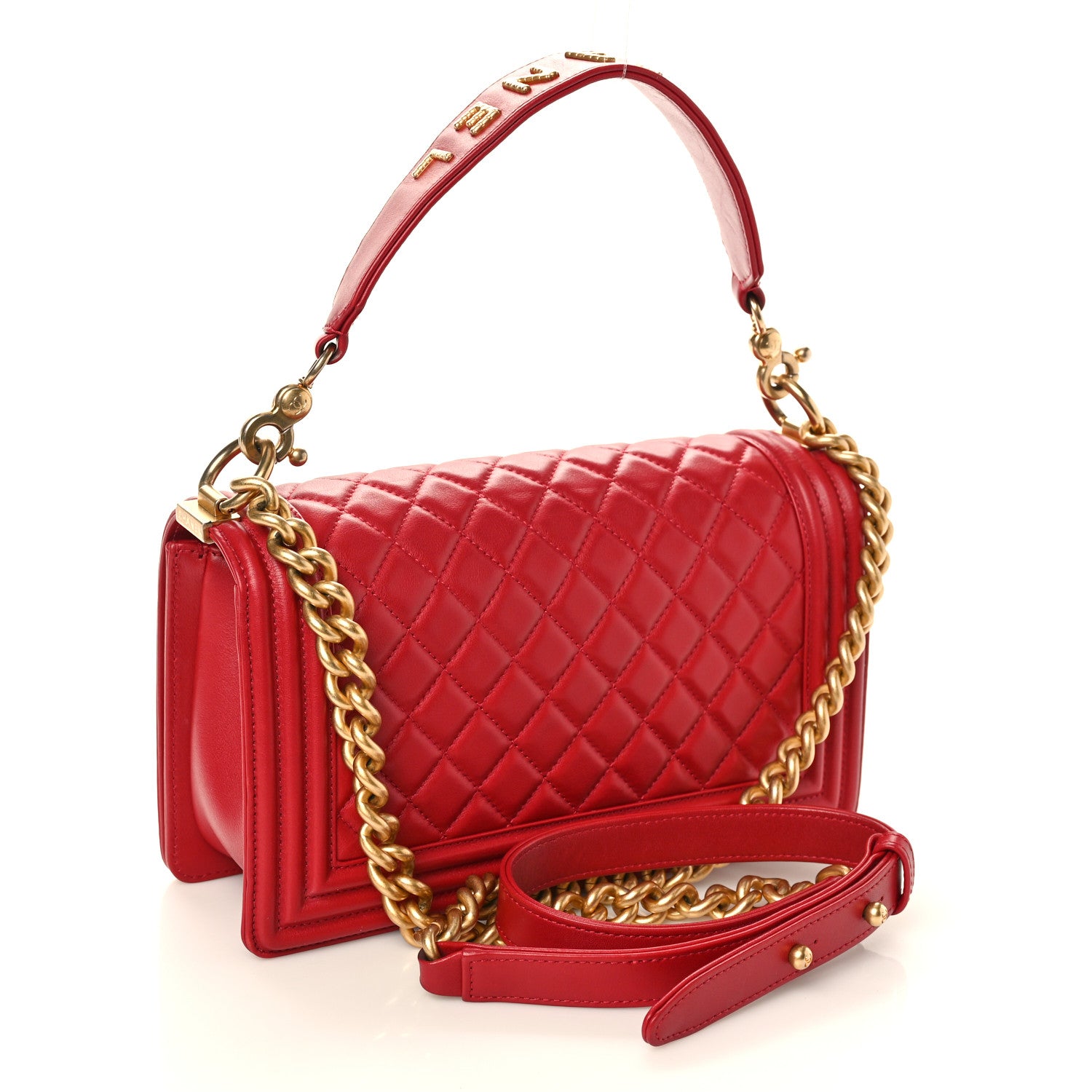 Chanel Calfskin Medium Boy Logo Top Handle Flap Red 3 of 10