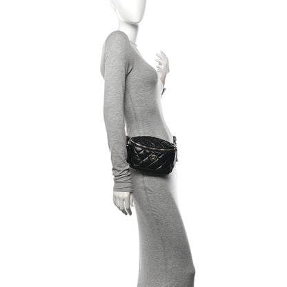 Chanel Shiny Aged Calfskin Quilted Utility Waist Belt Bag Black 2 of 11