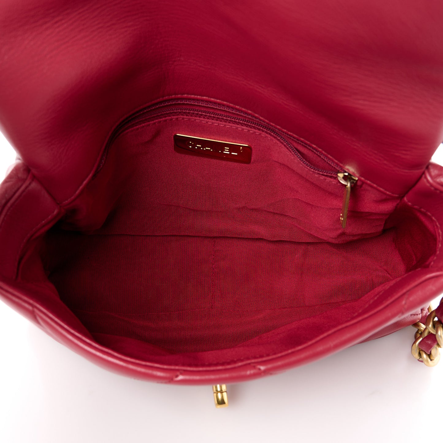 Goatskin Quilted Medium Chanel 19 Flap Red