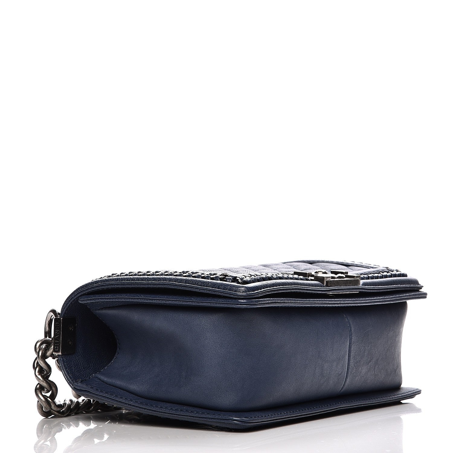 Chanel Calfskin Quilted Medium Top Handle Boy Flap Blue 4 of 7