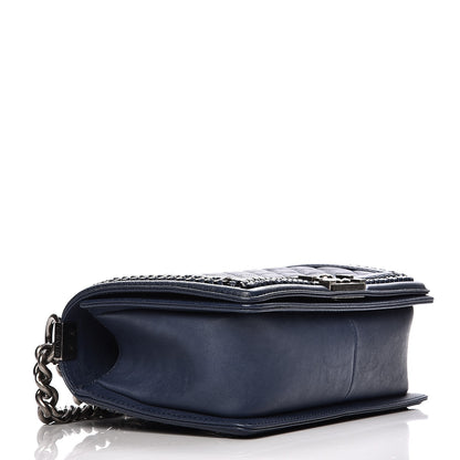 Chanel Calfskin Quilted Medium Top Handle Boy Flap Blue 4 of 7