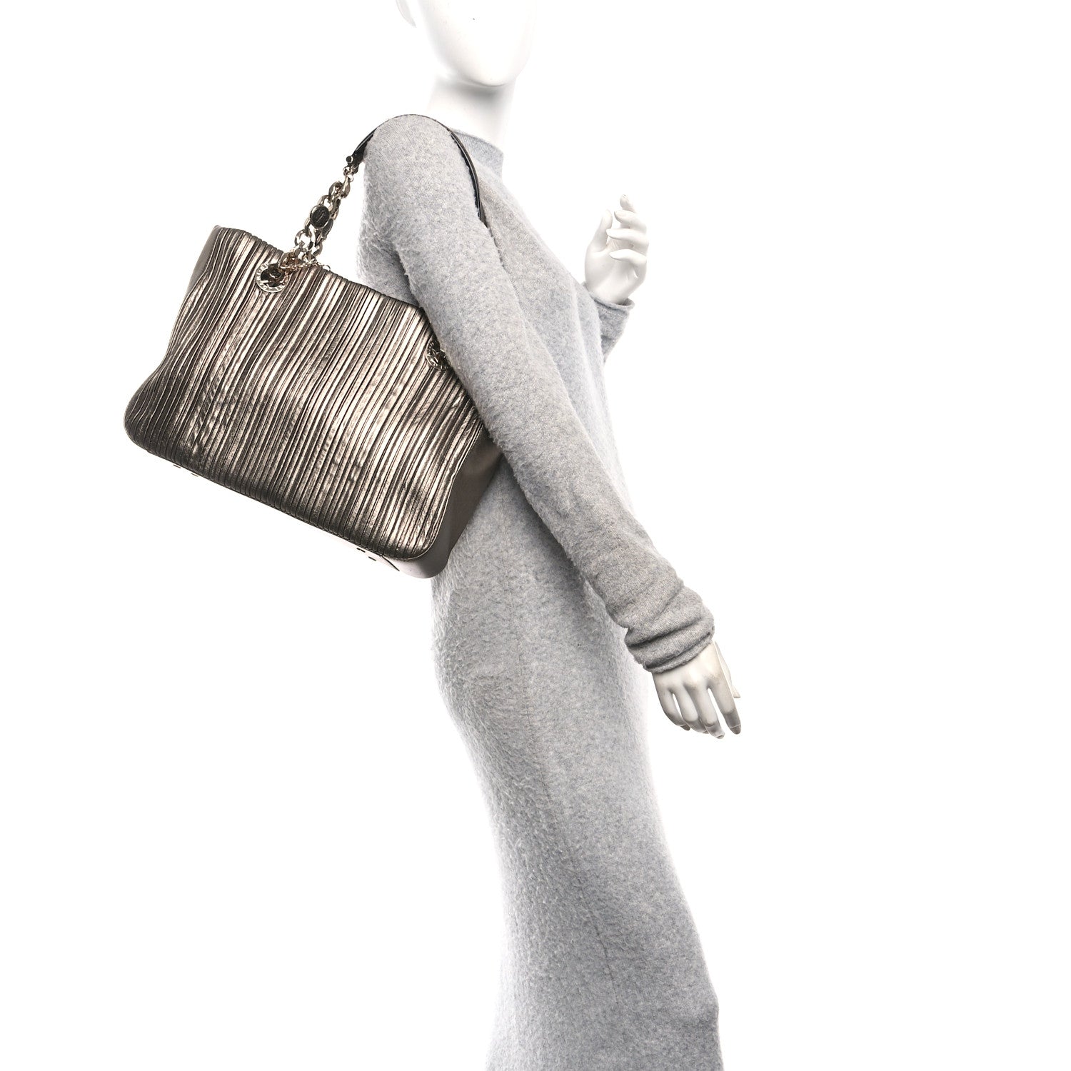 Bulgari Metallic Calfskin Monte Plisse Tote Bronze 2 of 9