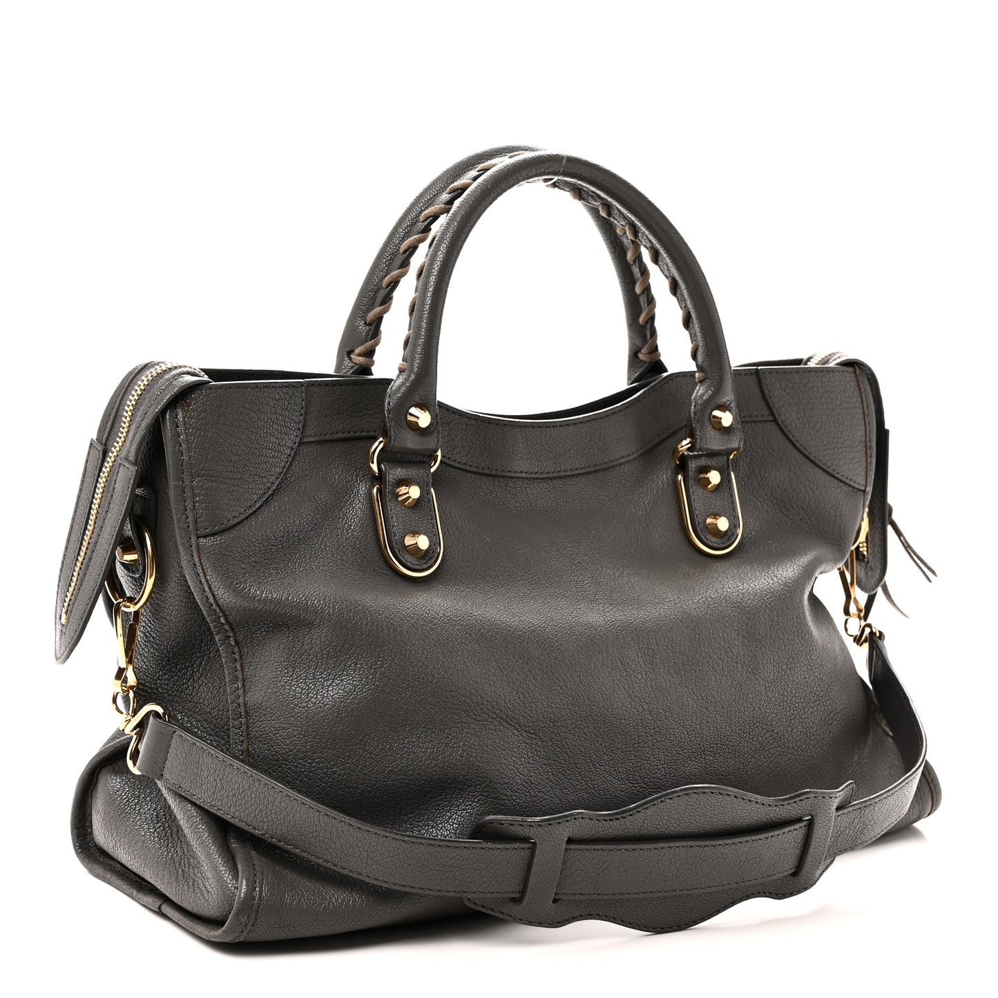 Chevre Gold Metallic Edge Hardware City Gris Acier