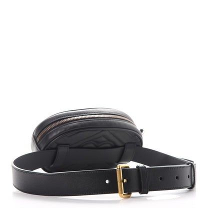 Gucci Calfskin Matelasse GG Marmont Belt Bag 85 34 Black 3 of 9