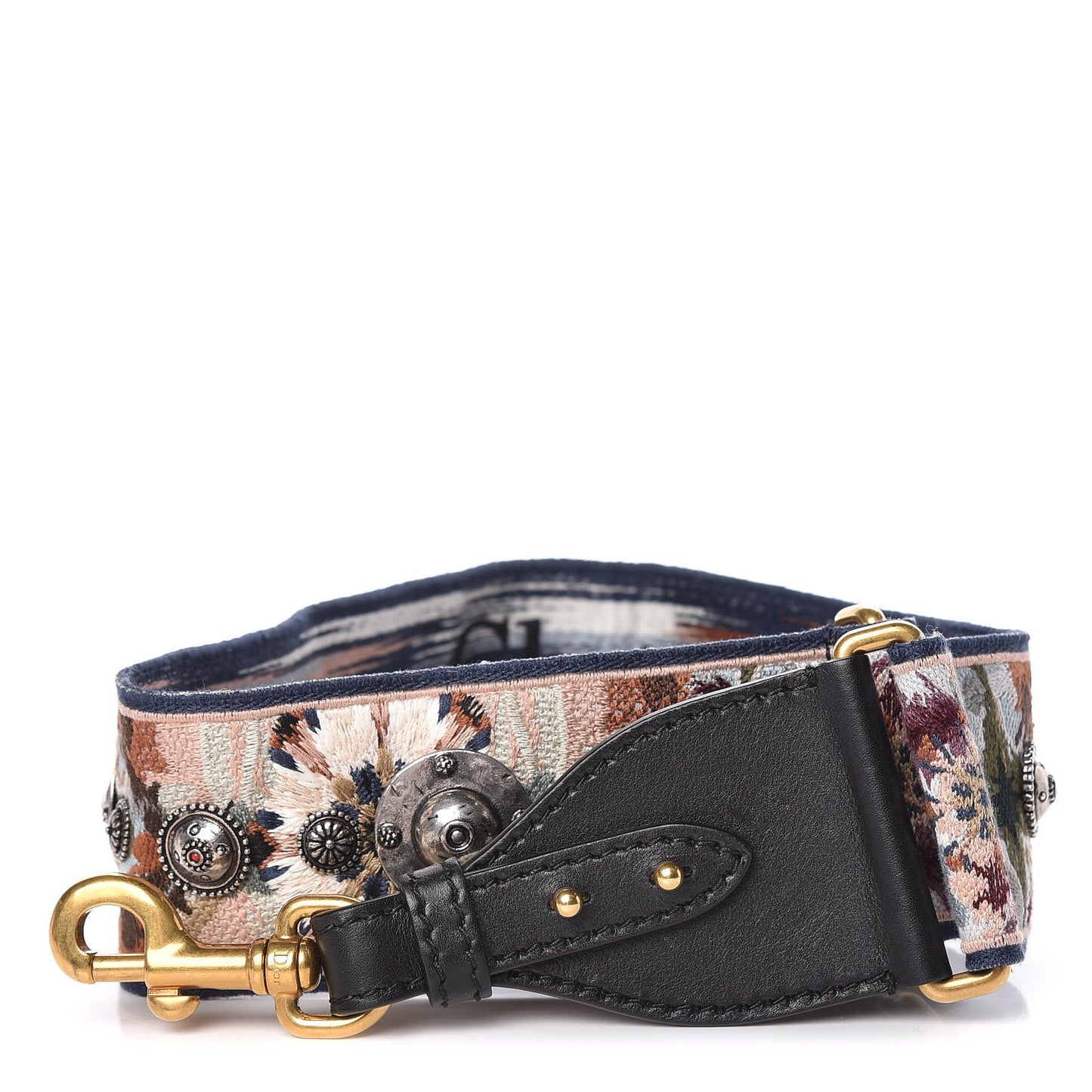 Canvas Embroidered Studded KaleiDiorscopic Shoulder Strap Multicolor