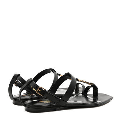 Saint Laurent Calfskin Cassandra Monogram Sandals 38 Black 5 of 10