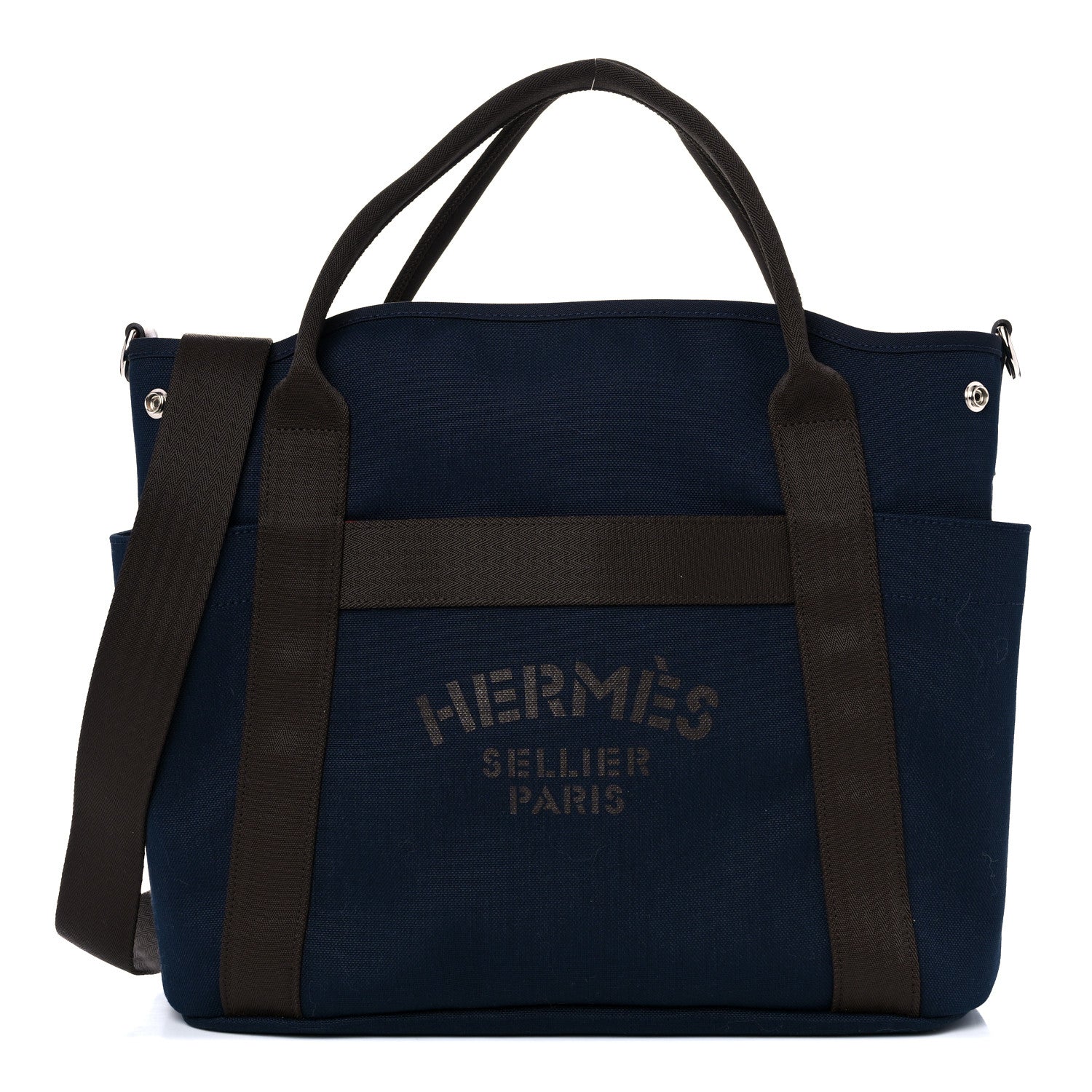 Hermes Toile Sac De Pansage Groom Bleu Navy Feu 2 of 14