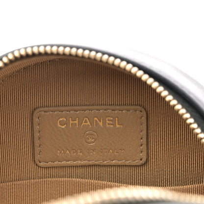 Chanel Goatskin Quilted Chic Pearls Chain Round Clutch With Chain Black 6 of 10