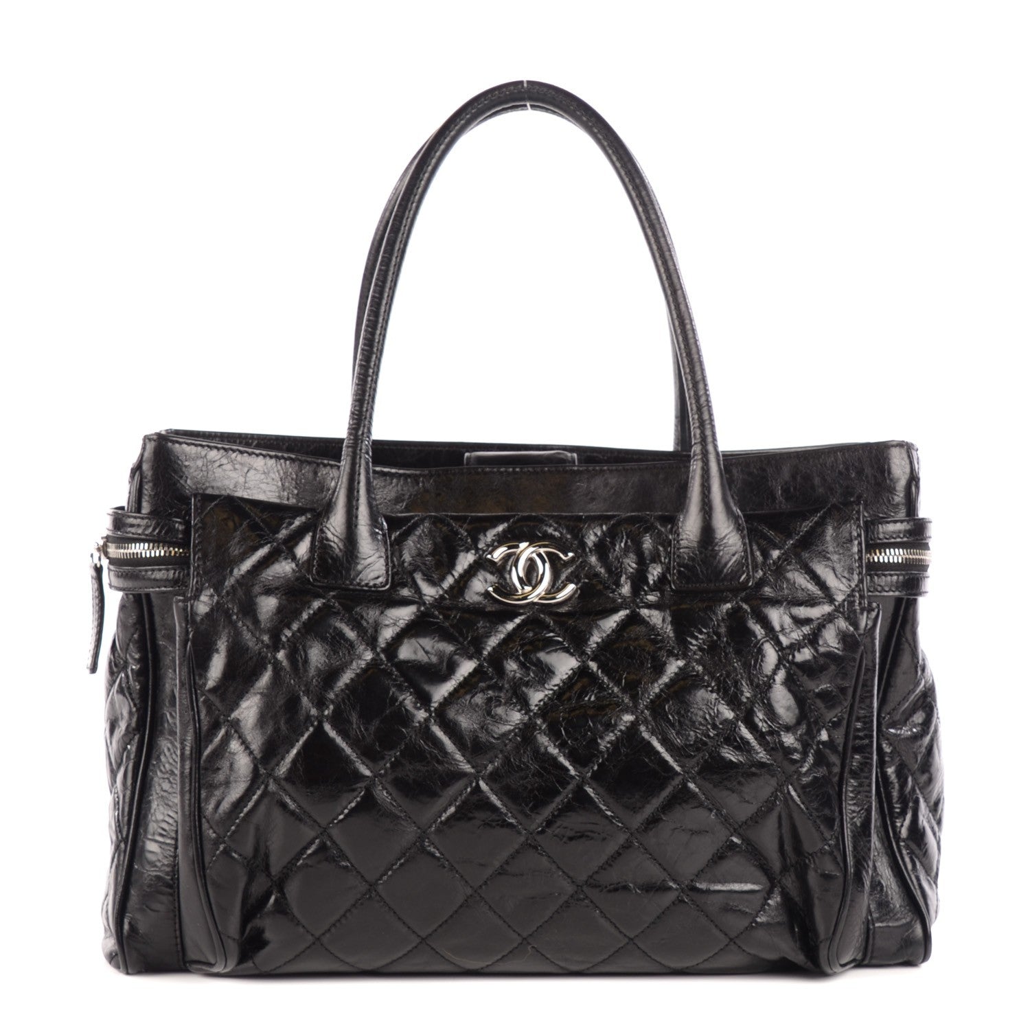Chanel Glazed Calfskin Quilted Large New Portobello Tote Black 1 of 7