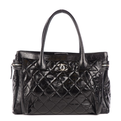 Chanel Glazed Calfskin Quilted Large New Portobello Tote Black 1 of 7