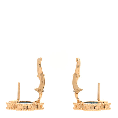 Van Cleef & Arpels 18K Yellow Gold Blue Agate Vintage Alhambra Earrings 3 of 5