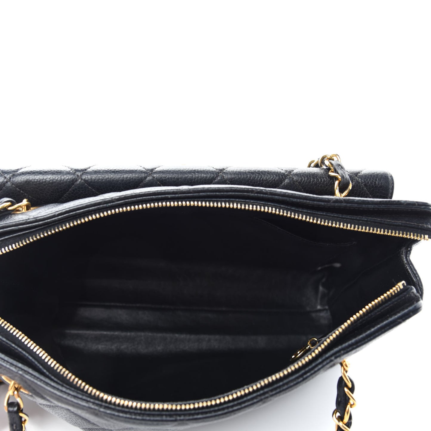 Caviar Quilted Flap Shoulder Bag Black