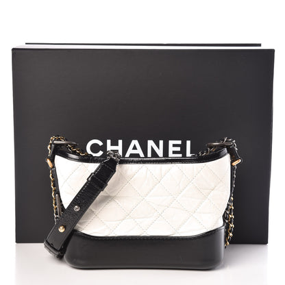 Chanel Aged Calfskin Quilted Small Gabrielle Hobo Black White 11 of 11