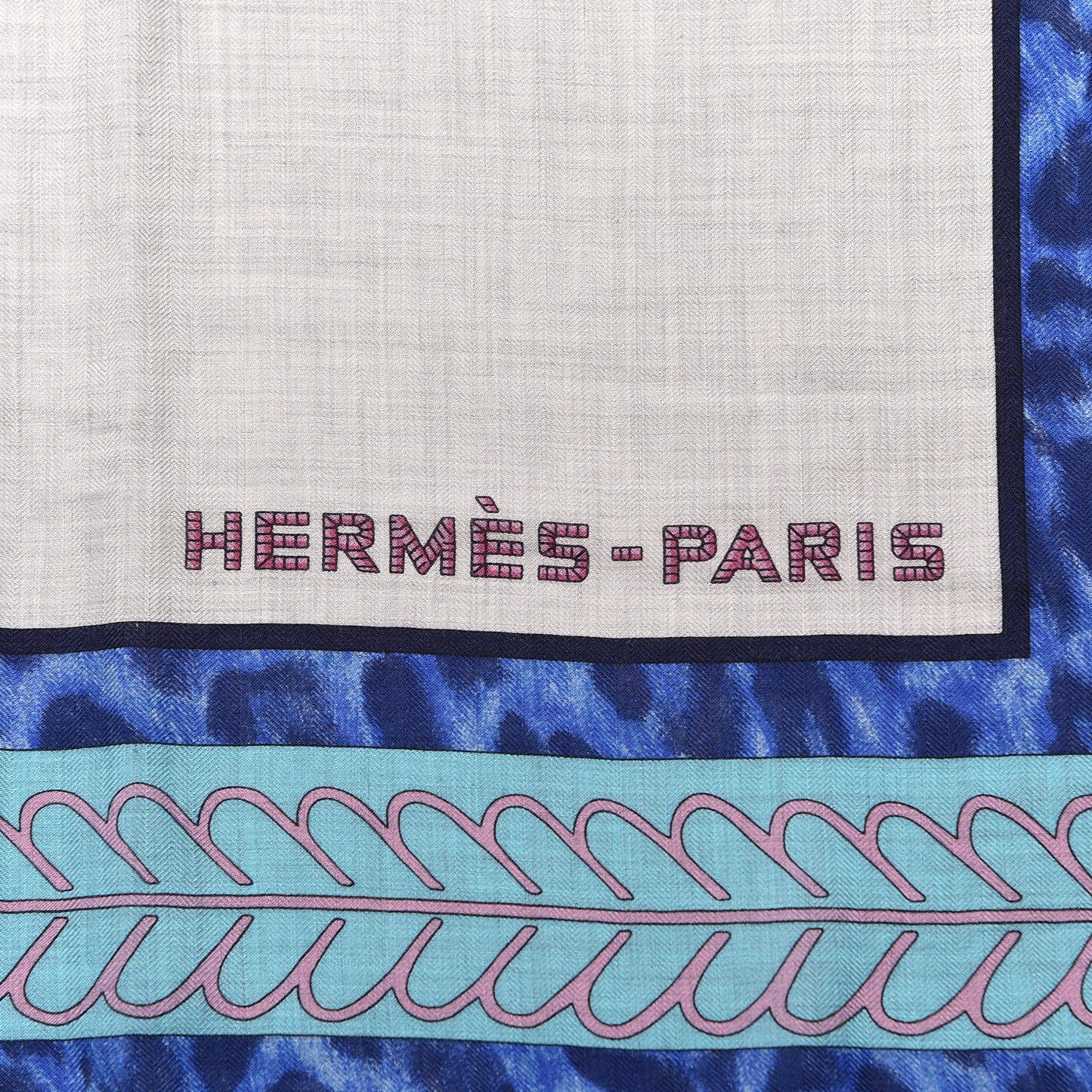 Cashmere Silk Selle d'Officier En Grande Tenue Shawl 140 Gris Chine Bleu Khaki