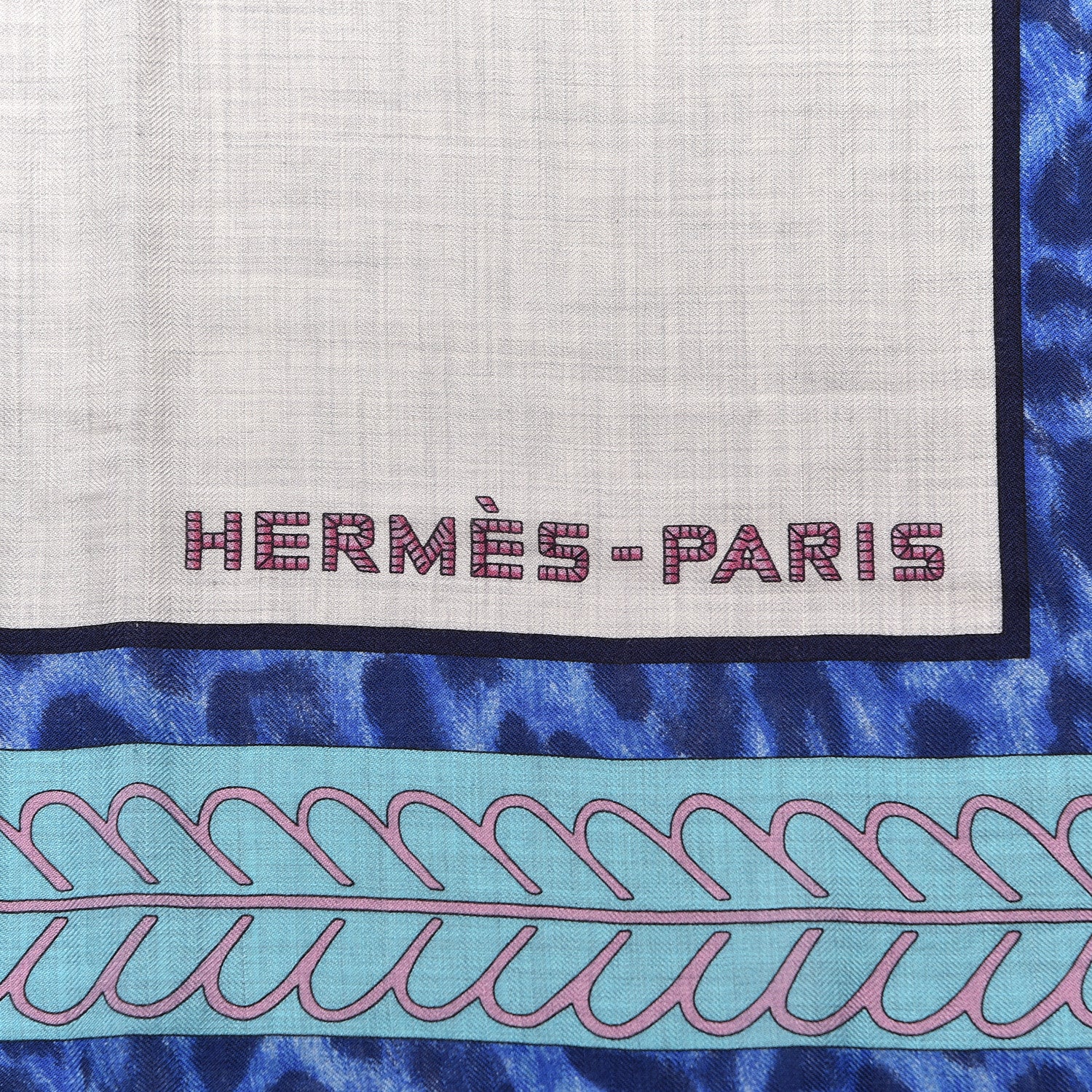 Hermes Cashmere Silk Selle d'Officier En Grande Tenue Shawl 140 Gris Chine Bleu Khaki 3 of 5
