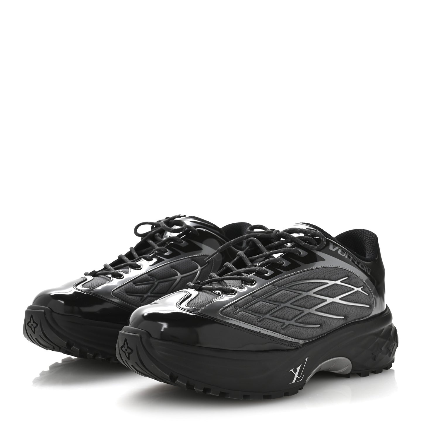 Monogram Discovery Lace Up Sneakers 9.5 Black Silver