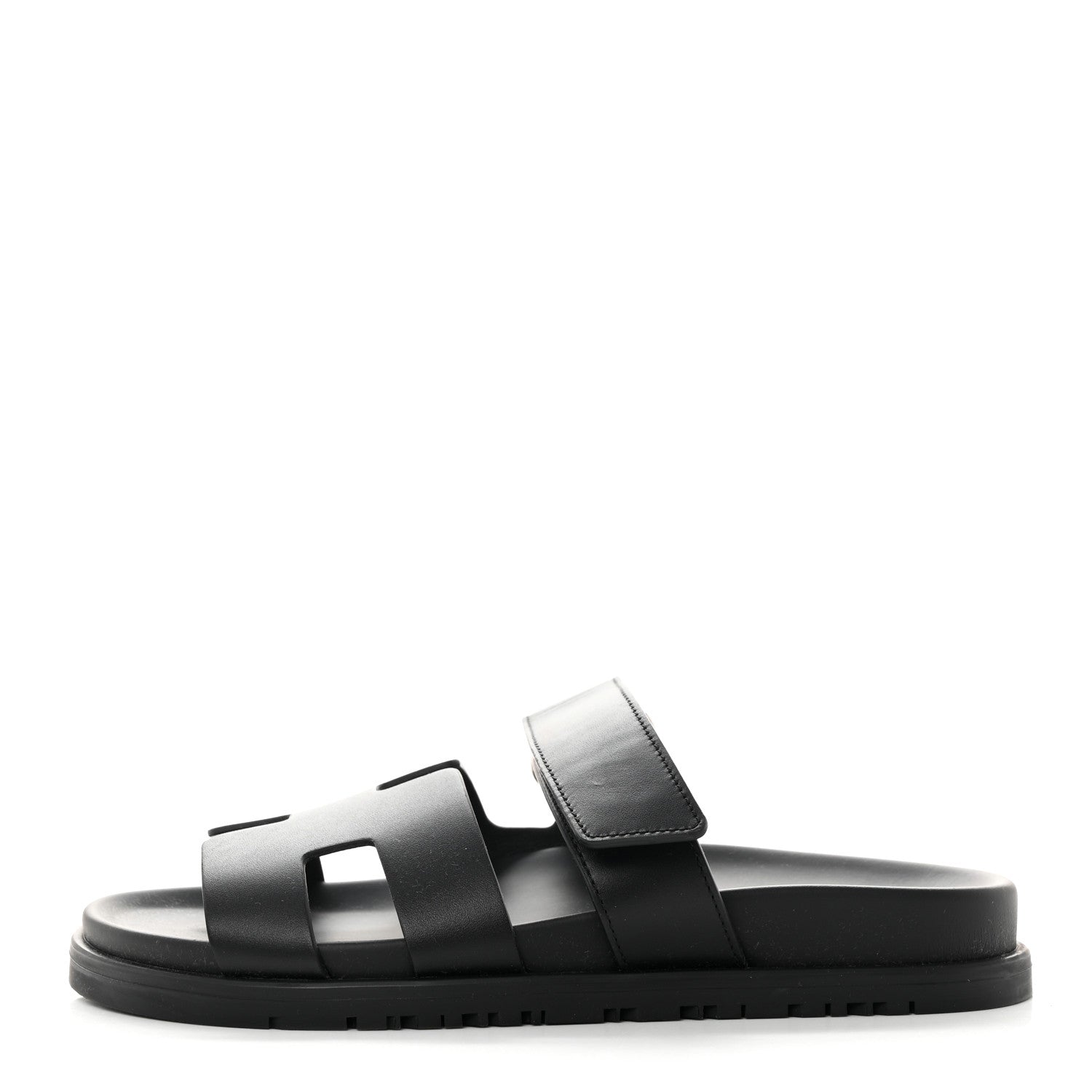 Hermes Calfskin Womens Chypre Sandals 36.5 Black 1 of 9