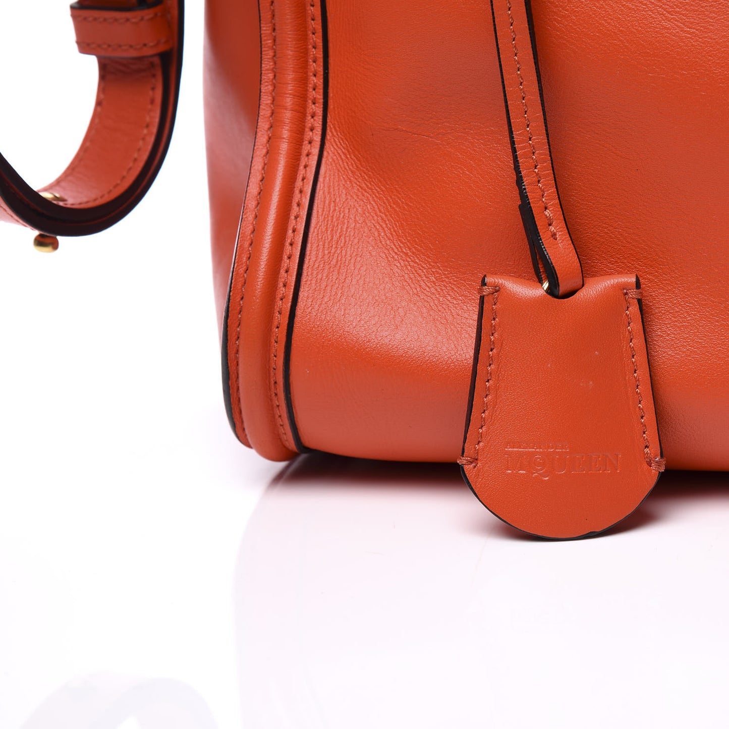Calfskin Small Skull Padlock Zip Around Tote Orange