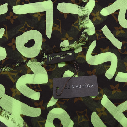 Louis Vuitton Cotton Graffiti Pareo Green 3 of 4