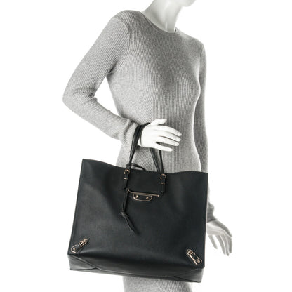 Balenciaga Grained Calfskin Gold Metallic Edge Hardware Papier A4 Tote Black 2 of 7