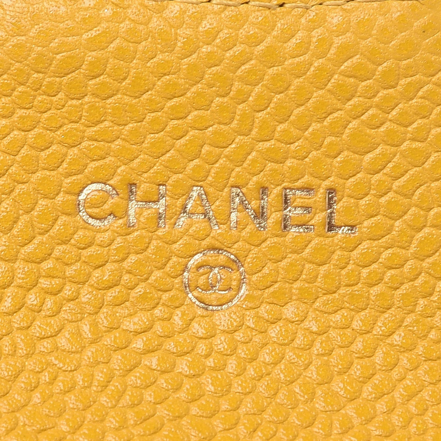 Caviar Quilted Card Holder Wallet Yellow