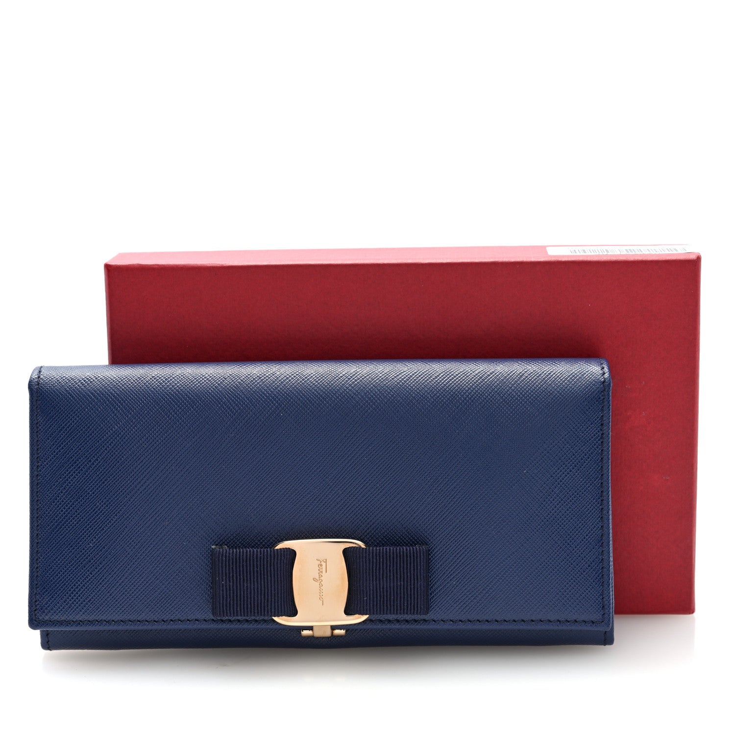 Salvatore Ferragamo Printed Calfskin Vara Bow Continental Wallet Oxford Blue 7 of 7