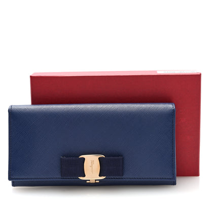 Salvatore Ferragamo Printed Calfskin Vara Bow Continental Wallet Oxford Blue 7 of 7