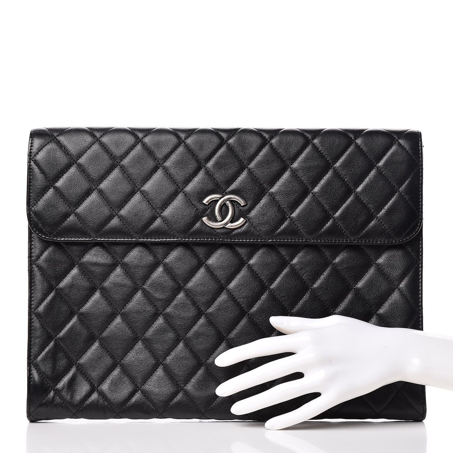 Chanel Calfskin Quilted Document Portfolio Holder Black 2 of 10
