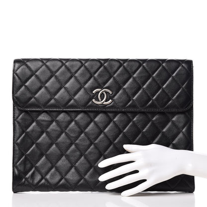 Chanel Calfskin Quilted Document Portfolio Holder Black 2 of 10
