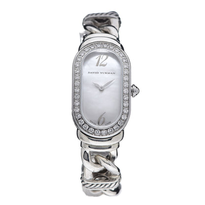 David Yurman Stainless Steel Sterling Silver Diamond Bezel Mother of Pearl 20mm Madison Cable Quartz Watch 1 of 6