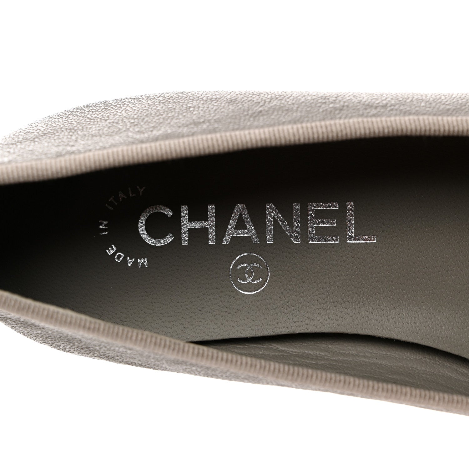 Chanel Caviar CC Cap Toe Ballerina Flats 37 Grey 6 of 9