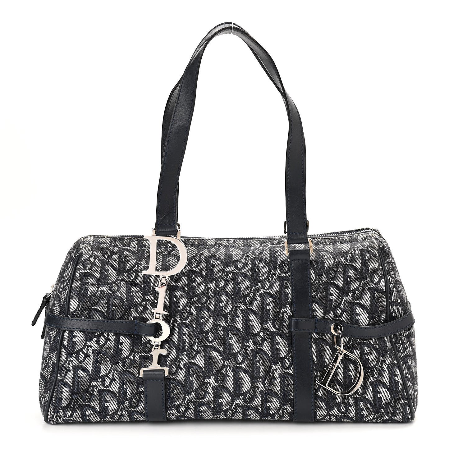 Denim Monogram Charms Shoulder Bag Blue