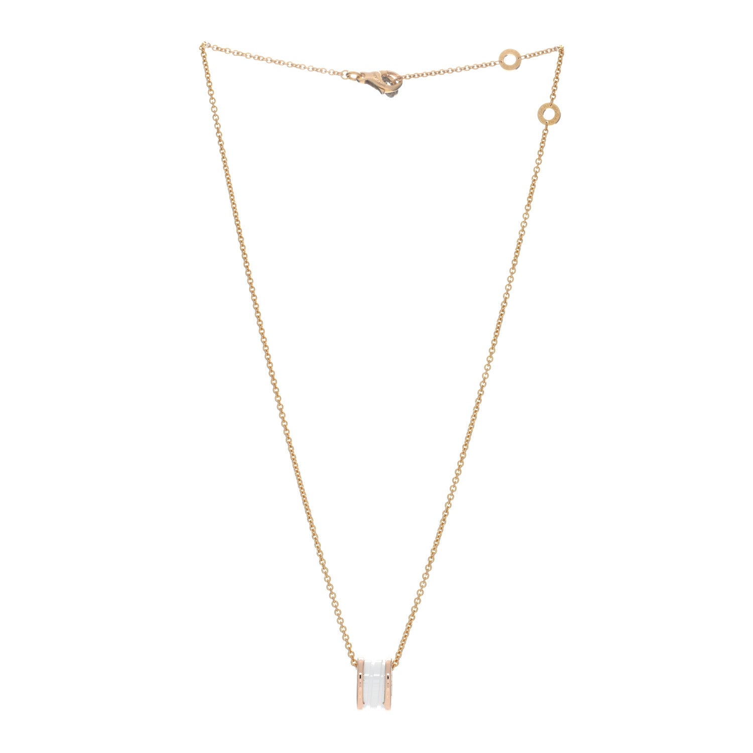 Bulgari 18K Rose Gold White Ceramic B.Zero1 Pendant Necklace 3 of 4