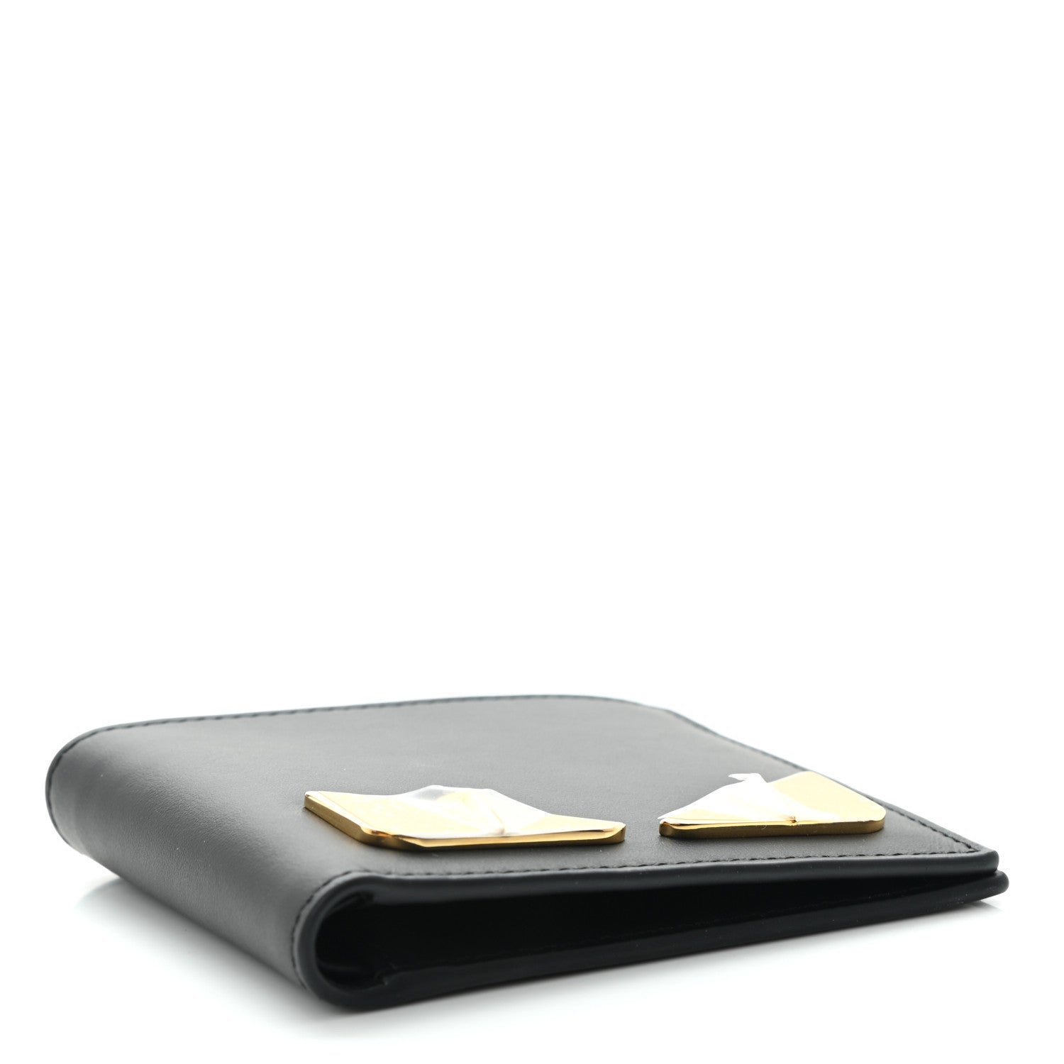 Fendi Vitello Century Metal Monster Eyes Bi-Fold Wallet Black 4 of 9