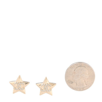 Chanel Metal Crystal CC Star Clip On Earrings Gold 2 of 5