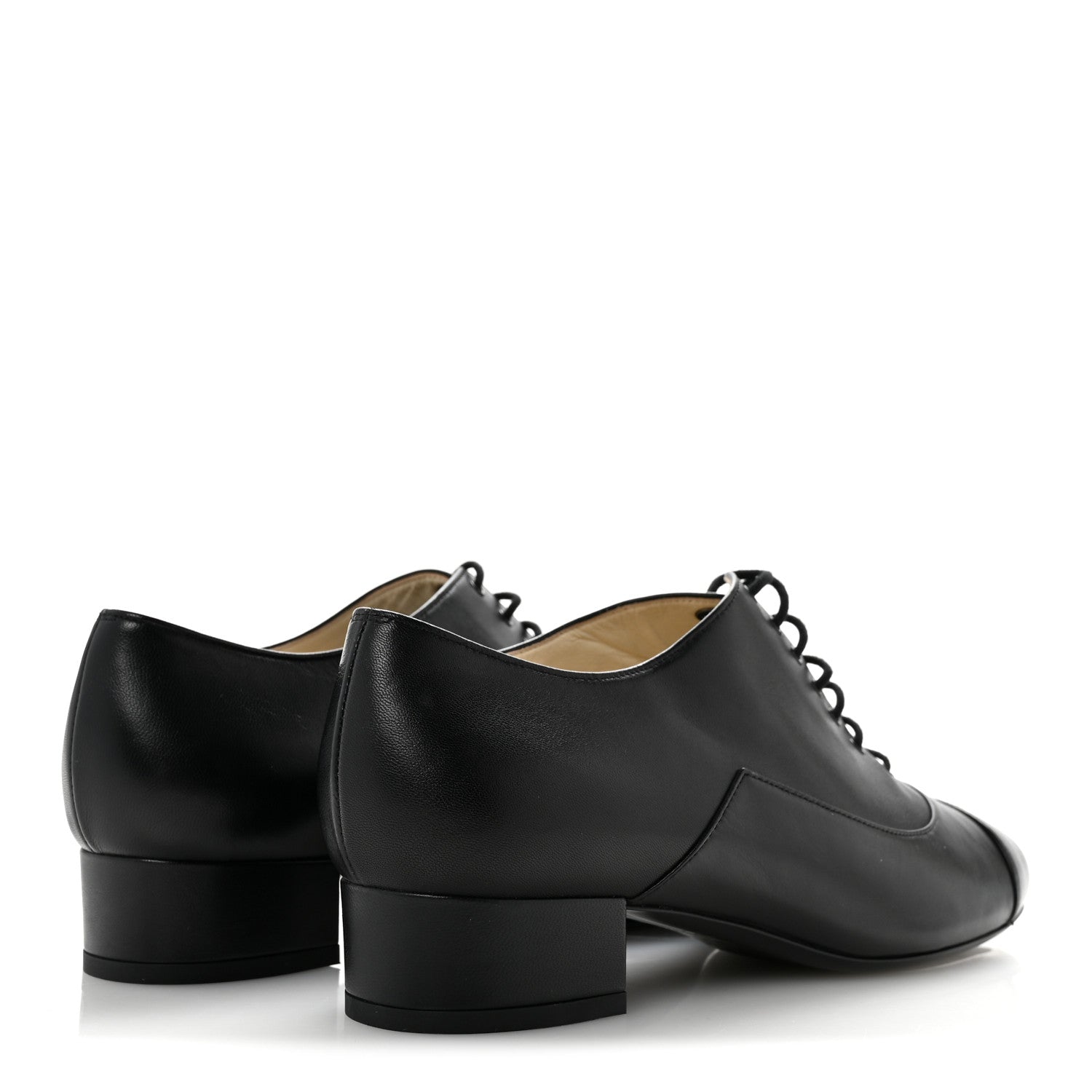Chanel Smooth Lambskin Lace Up Shoes 39.5 Black 5 of 9