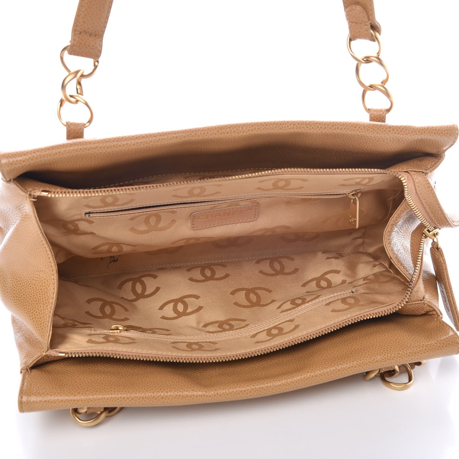 Chanel Caviar Flap Shoulder Bag Beige 5 of 9