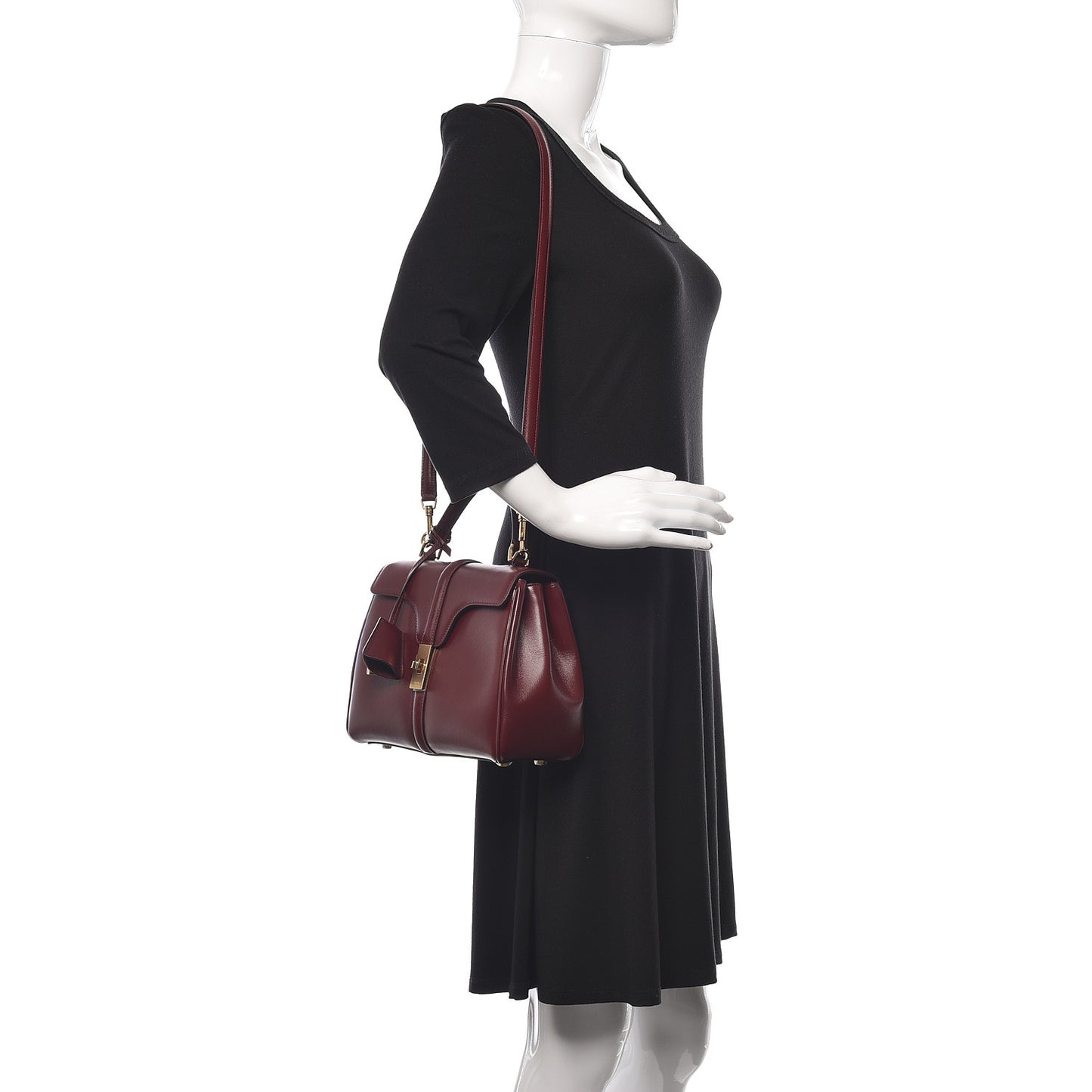 Satinated Calfskin Small 16 Top Handle Bag Light Burgundy