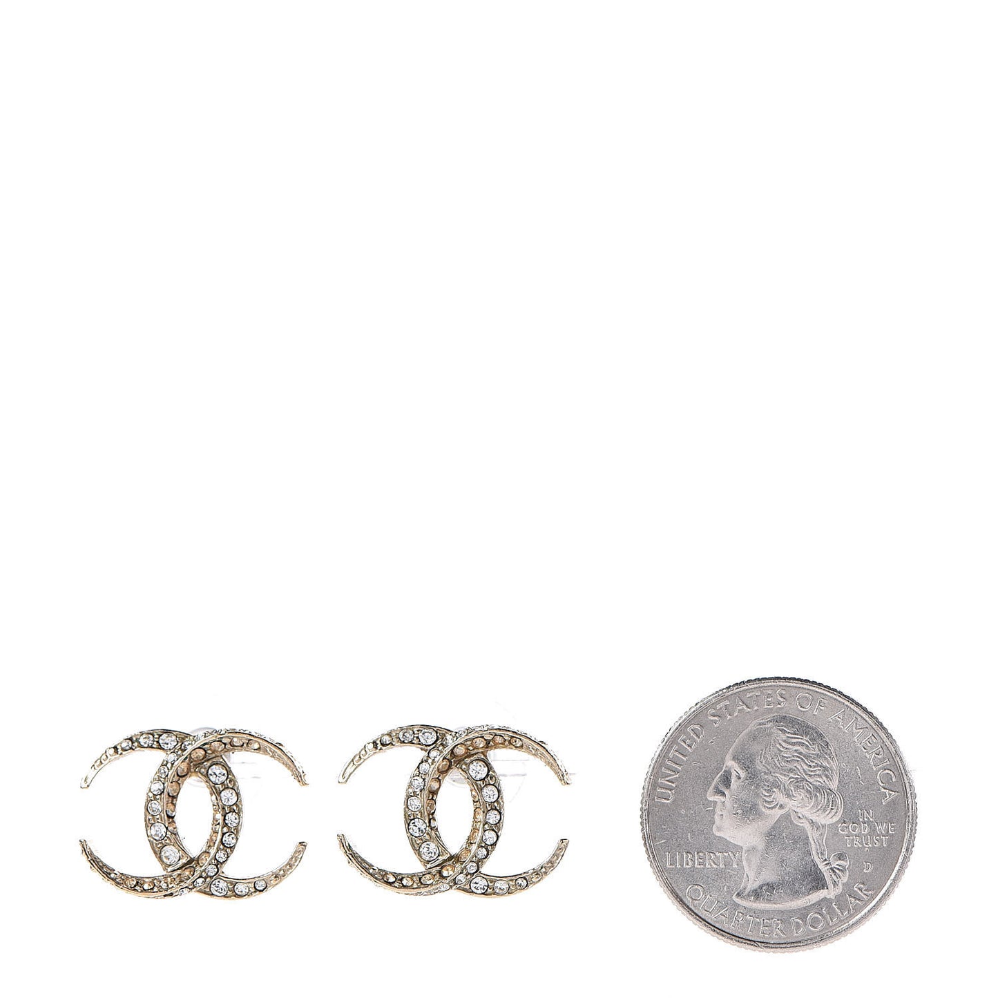Crystal CC Moon Earrings Gold