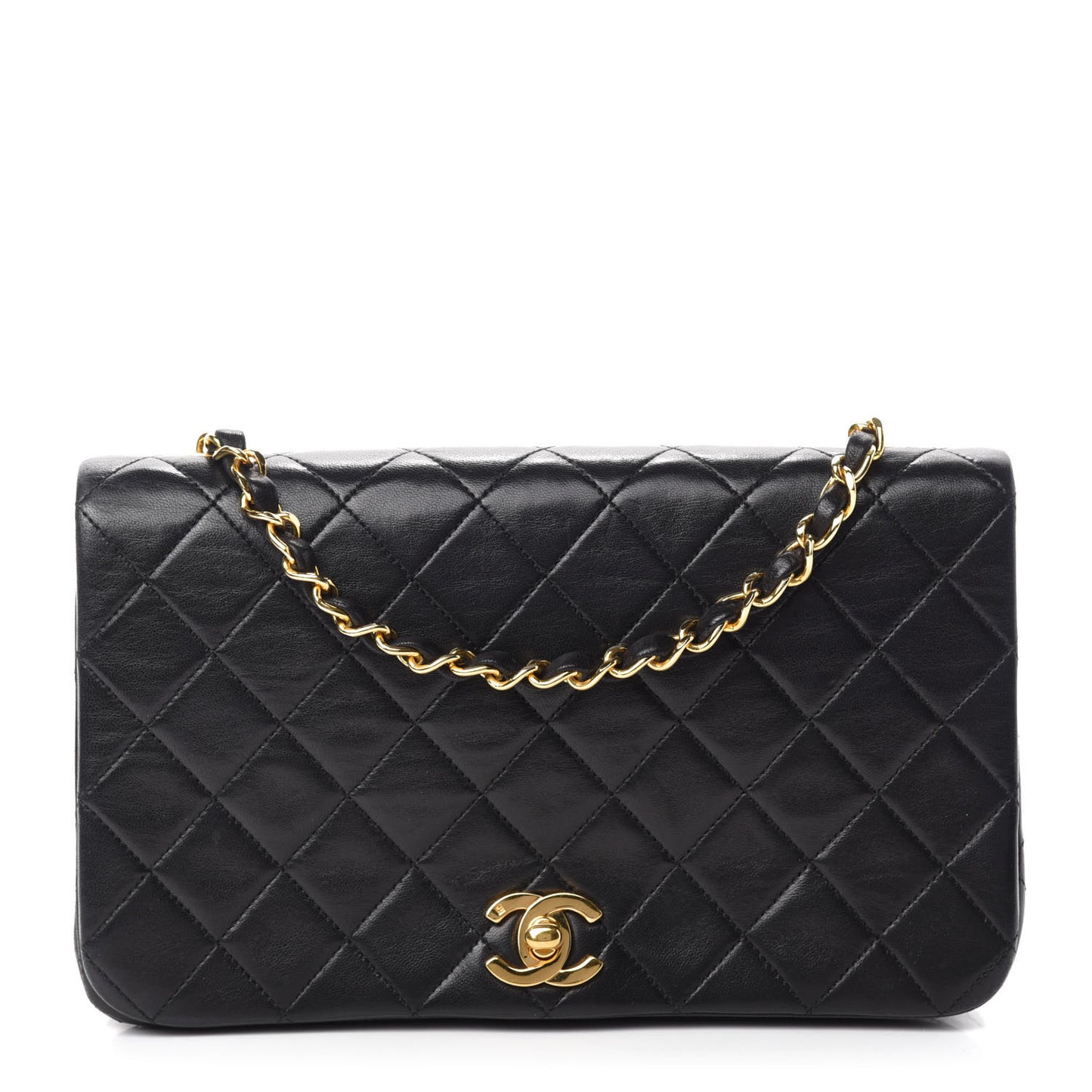 Lambskin Quilted Small Single Flap Bag Black
