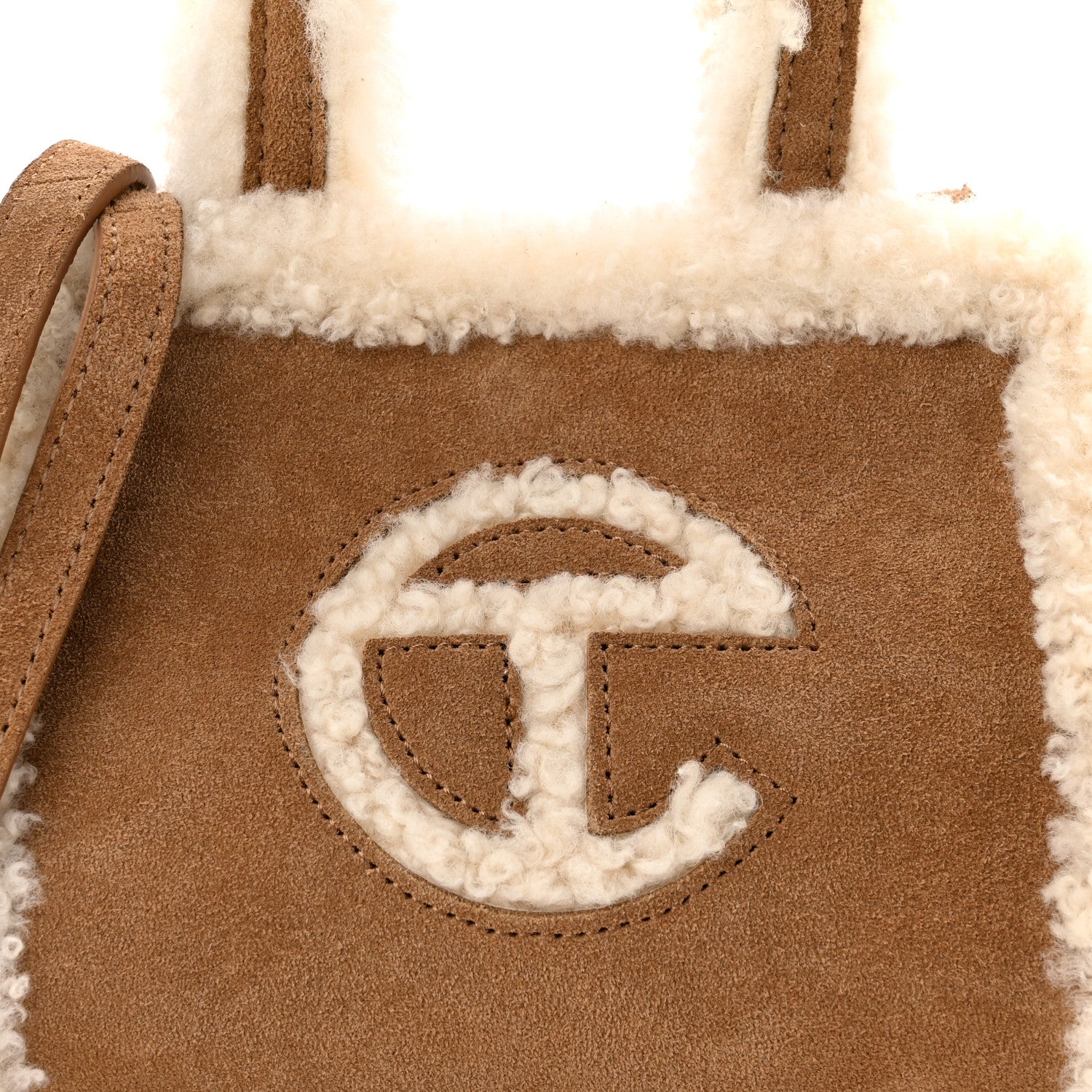 Telfar X UGG Suede Shearling Small Shopping Bag Chestnut 9 of 12
