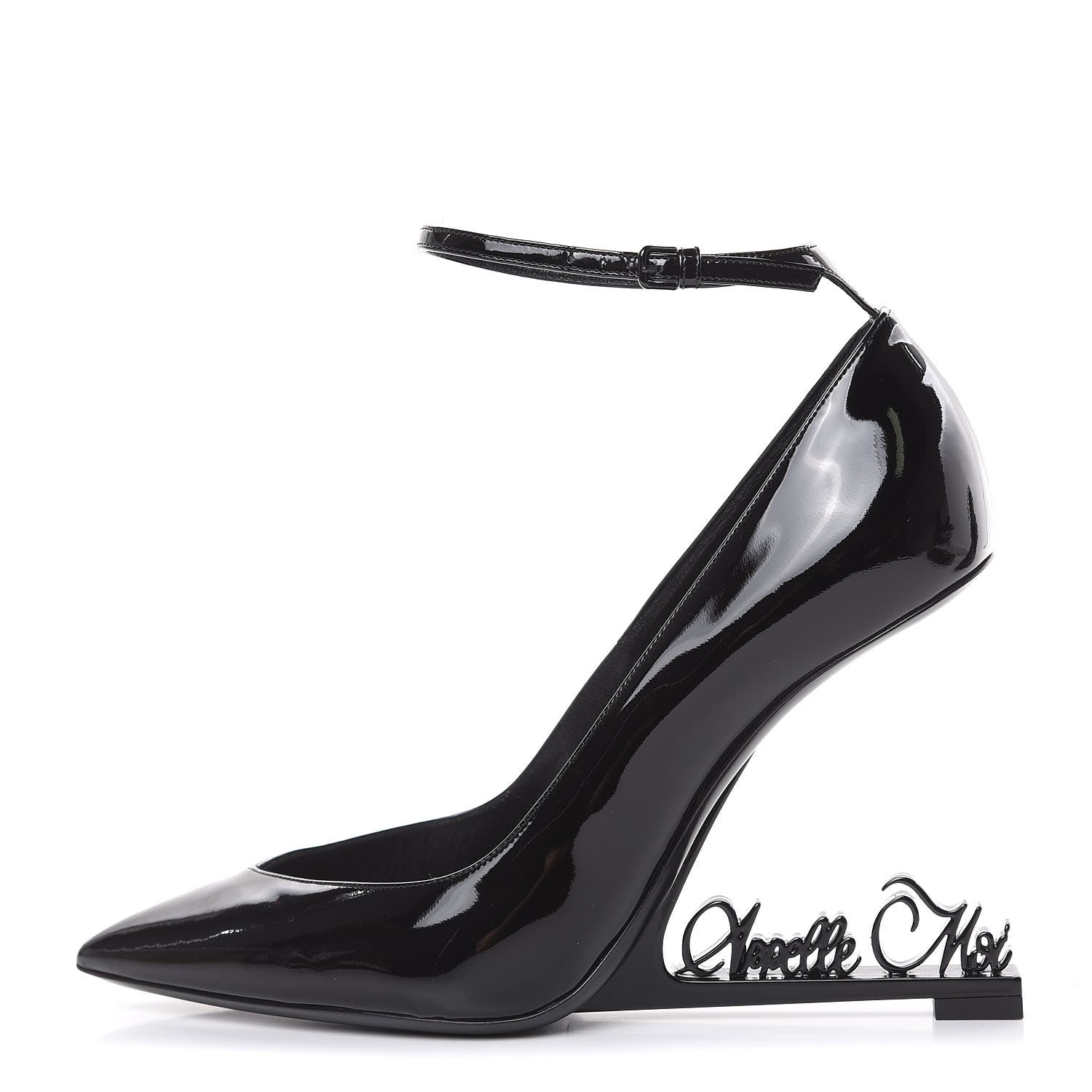Saint Laurent Patent Opyum Appelle Moi Ankle Strap Pump 39 Black 1 of 10
