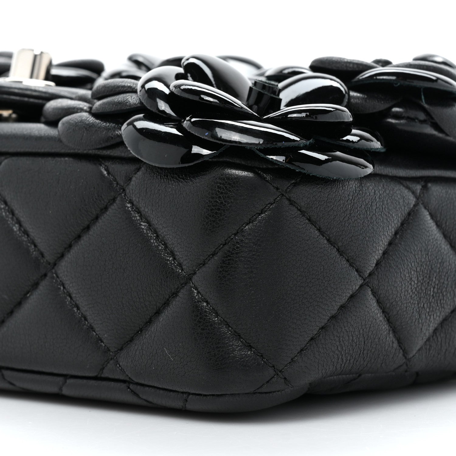 Chanel Lambskin Patent Mini Camellia Flap Black 8 of 10