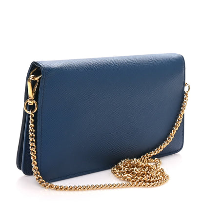 Prada Saffiano Metal Oro Mini Bag Bluette 2 of 9