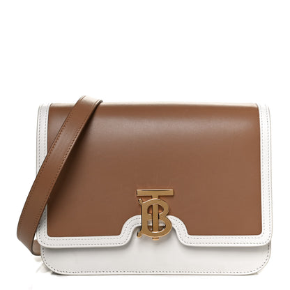 Burberry Smooth Calfskin Monogram Medium TB Bag Chalk White Camel 1 of 10