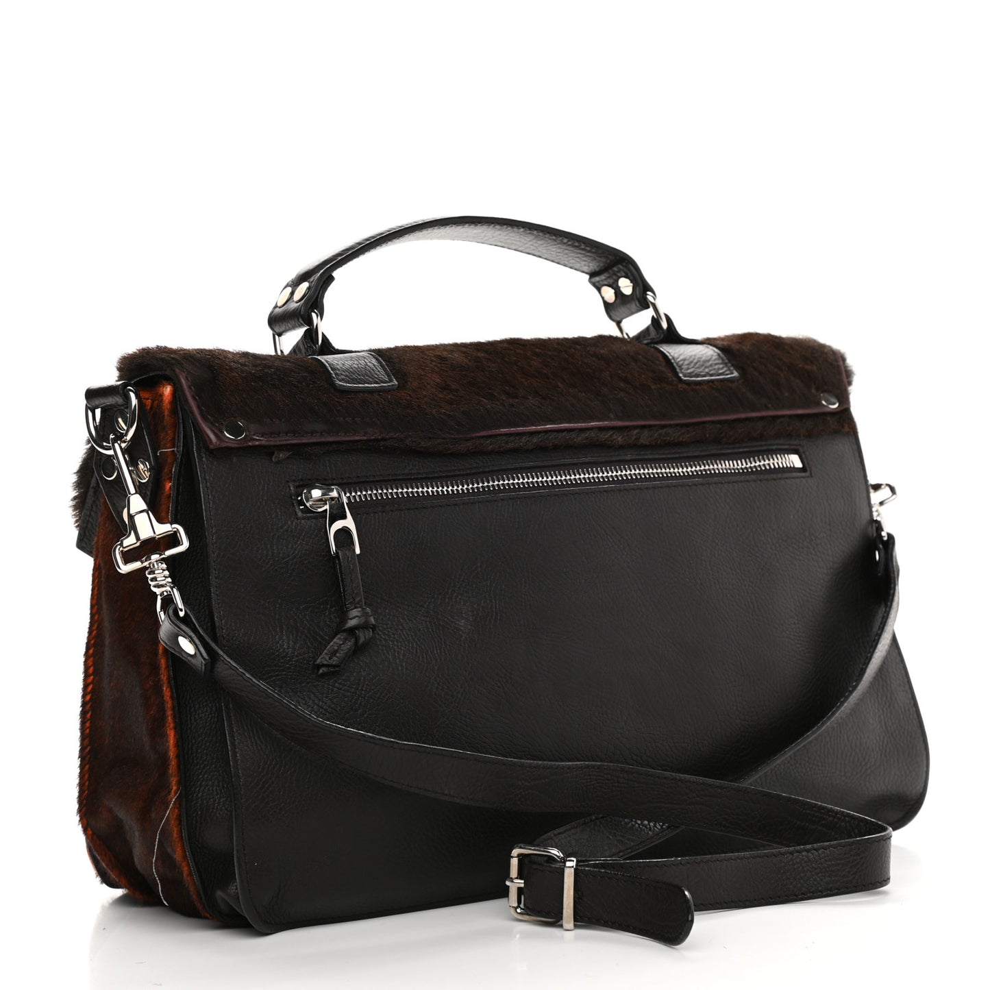 Calf Hair Leather PS1 Medium Satchel Chocolate