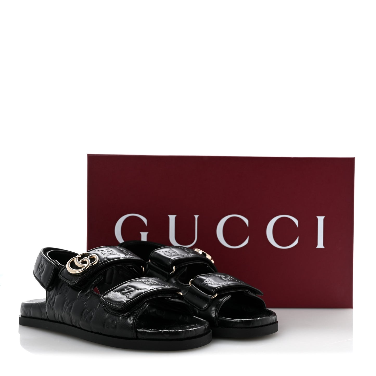 Guccissima GG Embossed Womens Sandals 36.5 Black